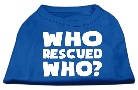 Who Rescued Who Screen Print Shirt Blue XL